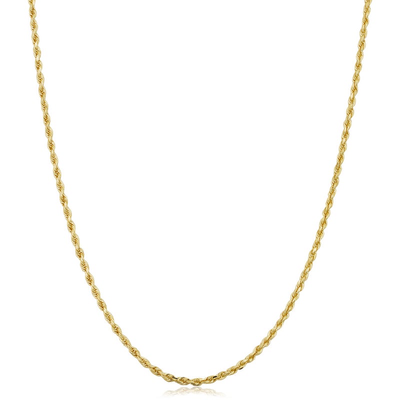 Kooljewelry قلادة سلسلة حبل من الذهب الأصفر عيار 14 قيراط (1.5 مم 14 بوصة) - Image 1